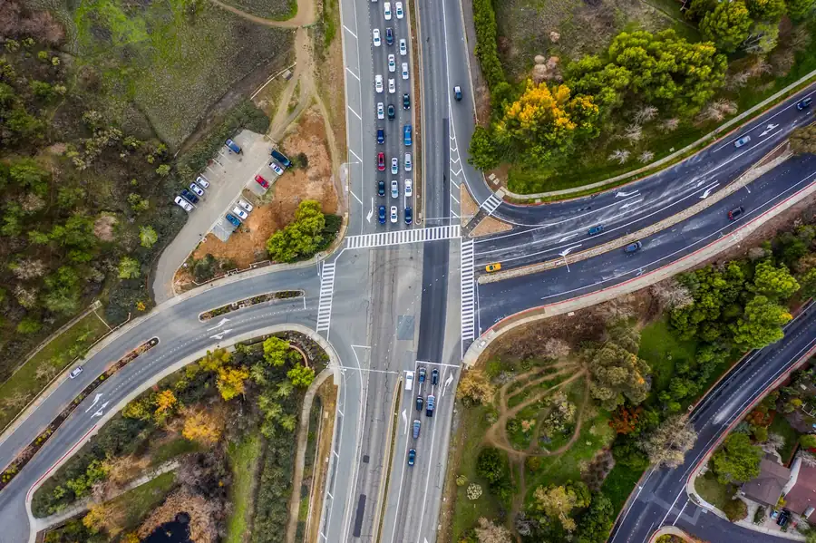 Illustrative transportation photograph: intersection